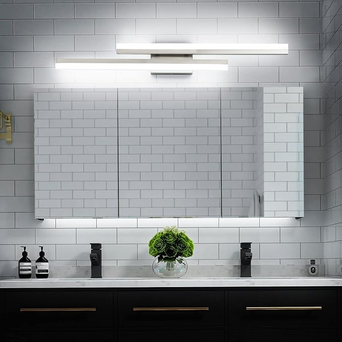 PRESDE 32 Inch LED Bathroom Vanity Light Bar, Modern Brushed Nickel Bath Lighting Fixture Over Mirror Dimmable