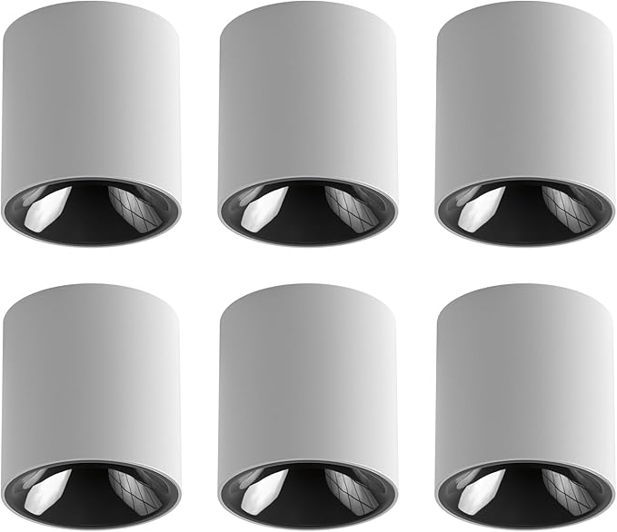 24W LED Dimmable White Ceiling Spot Light 4.92'' Aluminum CRI90 3000KCylinder Spotlight Indoor Modern Minimalist Focus White Ceiling Down Light Fixture for Living Room Hallway Foyer 6 Pack
