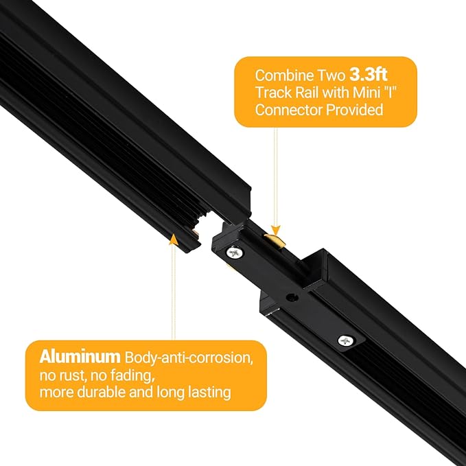 VANoopee 8-Light LED Track Lighting Kit with 6.6FT H Type Track Rails, Dimmable Track Light Heads Bright Ceiling Spotlight Fixture for Kitchen Accent Art, 3000K Warm White, No Flicker 10W 800lm Black