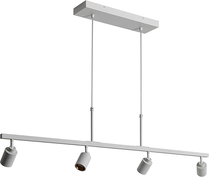 Shura - 4-Light White Integrated LED Track Light Pendant w/Rotatable Spotlight Heads, Hanging Ceiling Spotlight Fixture, 3000K, 1960 Lumens