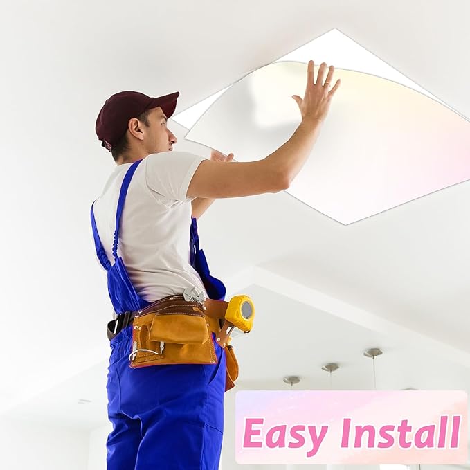 6 Pcs Fluorescent Light Covers with 60 Magnets Decorative for Classroom Ceiling Lights 4 x 2 Feet Magnetic Light Cover Filter Easy Install for Office Hospital Home Ceiling Supplies (Pastel Rainbow)