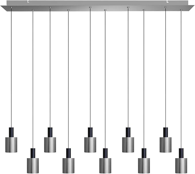 Virgo 10 Mini Pendant Lighting Black-Nickel - LED Hanging Light Fixture for Kitchen Island, Bar, Foyer - Cluster Pendants - Dimmable, Adjustable Wire, Lamp Bulb Included