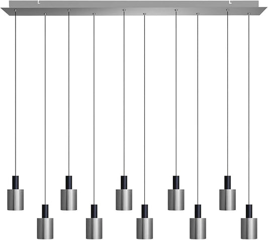 Virgo 10 Mini Pendant Lighting Black-Nickel - LED Hanging Light Fixture for Kitchen Island, Bar, Foyer - Cluster Pendants - Dimmable, Adjustable Wire, Lamp Bulb Included