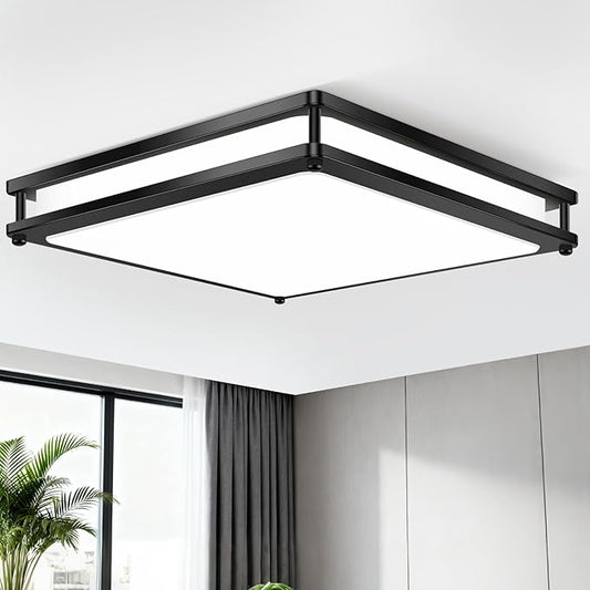 13 Inch 36W Flush Mount LED Ceiling Light Fixtures (450W Equiv), 3200LM Black Square Dimmable Ceiling Light, 2700K/3000K/4000K/5000K/6500K Adjustable Modern LED Lights for Bedroom Kitchen Bathroom
