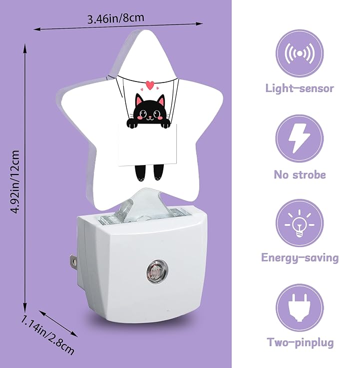 Night Light,Black Cat Night Lights Plug into Wall Decorations for Bedroom Bathroom,Dusk to Dawn Sensor Kitchen Hallway Stairs Energy Efficient Desk Lamp