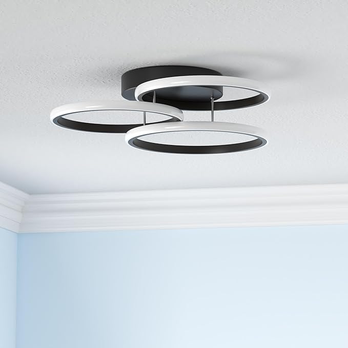 15.74in Dimmable LED Modern Flush Mount Ceiling Light Fixture with Remote Control, 3000K-6500K 3-Color Dimming Circle Modern Chandelier, Close to Ceiling Bedroom Kitchen Hallway Cloakroom Lamp