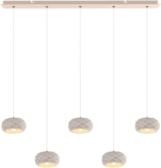 Crust 5 Mini Pendant Lighting White - LED Hanging Light Fixture for Kitchen Island, Bar, Foyer - Cluster Pendants - Dimmable, Adjustable Wire, Lamp Bulb Included