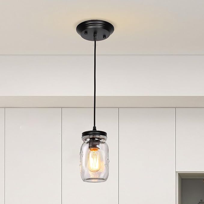 Mason Jar Light Fixtures, Farmhouse Pendant Light, Farmhouse Kitchen Island Lighting, Adjustable Hanging Pendant Lighting for Kitchen Foyer Hallway Dining Room
