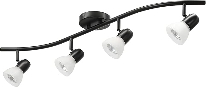 XiNBEi Lighting Track Lighting, 4 Light Modern Black Curved Kitchen Track Ceiling Light Fixtures XB-TR1223-4-MBK