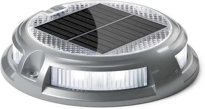 SIEDiNLAR Solar Driveway Lights Outdoor 16 LEDs 9 Modes, Dock Markers Deck Lights Waterproof Warning for Pathway Driveway Walkway Ground Step Yard Garden, RGB (1 Pack)