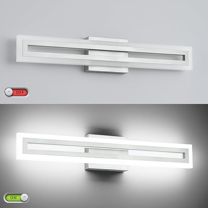 SOLFART Brushed Nickel Vanity Lights for Bathroom 5 Color Adjustable Dimmable 24 Inch Led Vanity Light 5CCT