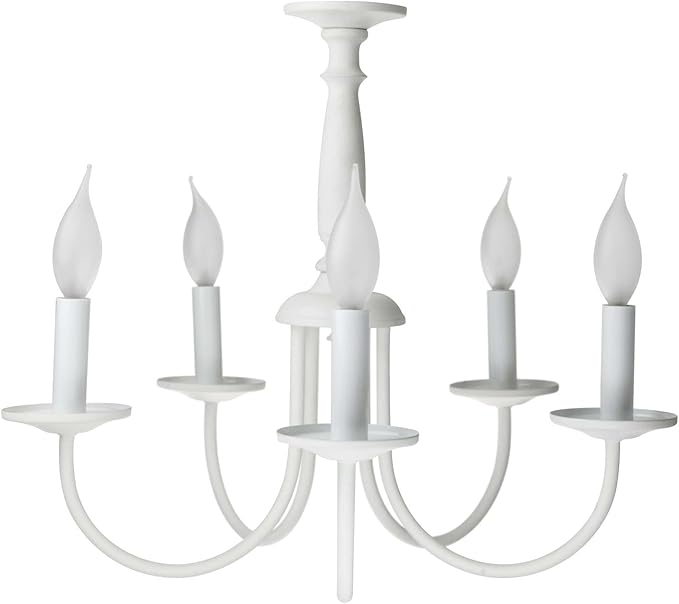 Sunlite CH5WT 18-Inch 5 Branch Chandelier Decorative Ceiling Fixture, White Textured Finish