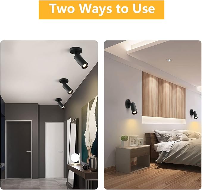 KCO Lighting LED Track Lighting Heads Matte Black Ceiling Mount Spotlight Adjustable Tilt Angle Track Lighting Fixture