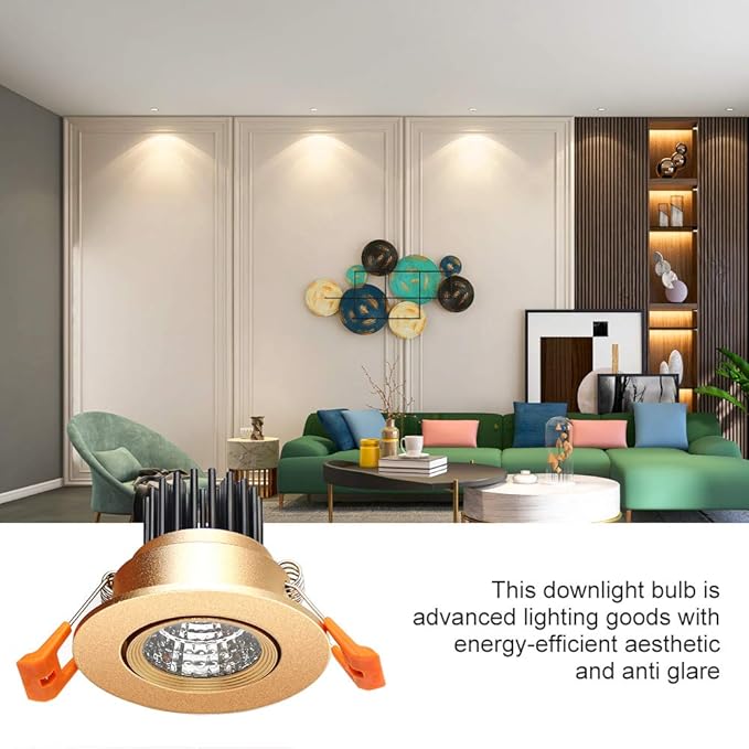 LightingWill 2inch LED Dimmable Downlight, 3W COB Recessed Ceiling Light, Natural White 4000K-4500K, CRI80, 25W Halogen Bulbs Equivalent, Gold (4Pack)