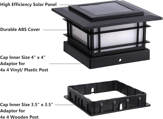 Dynaming 4x4 Solar Post Cap Lights Outdoor with Flickering Flame Light, 12 Pack Black Shell Fence Post Solar Lights Fit Vinyl/Wooden Posts, Brightness LED Lighting Decor for Garden Deck Patio