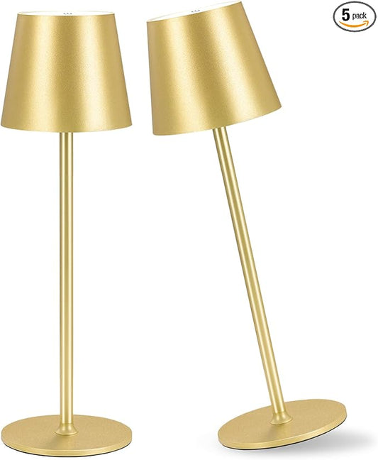 IMQSQIK 2 Pack Cordless Table Lamp, 5000mAh Portable Rechargeable LED Desk Lamp (Gold)