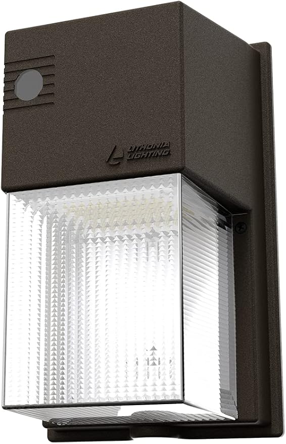 Lithonia Lighting 7" Mini LED Wall Pack Outdoor Light Fixture, 3-Way Selectable CCT 3000K/4000K/5000K, Adjustable Lumens, Dusk to Dawn Photocell, MVOLT, Bronze (TWS LED ALO SWW2 MVOLT PE DDB M2)