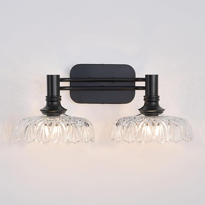 Modern Wall Sconce 2-Light Bathroom Vanity Lights Matte Black Bedroom Light Fixtures in Door Lighting Fixture for Living Room Hallway Corridor