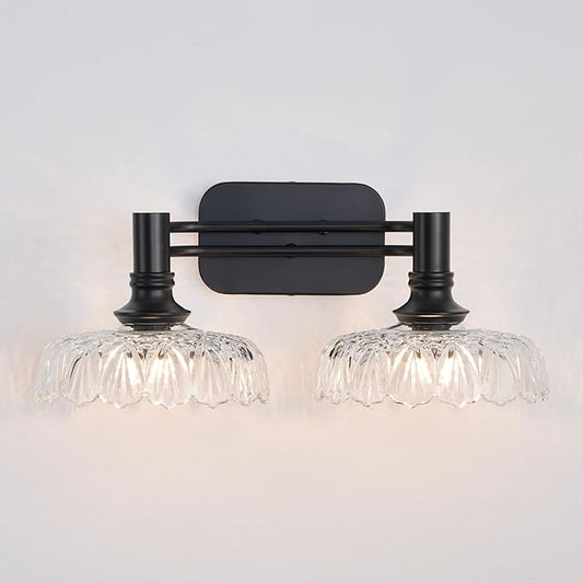 Modern Wall Sconce 2-Light Bathroom Vanity Lights Matte Black Bedroom Light Fixtures in Door Lighting Fixture for Living Room Hallway Corridor