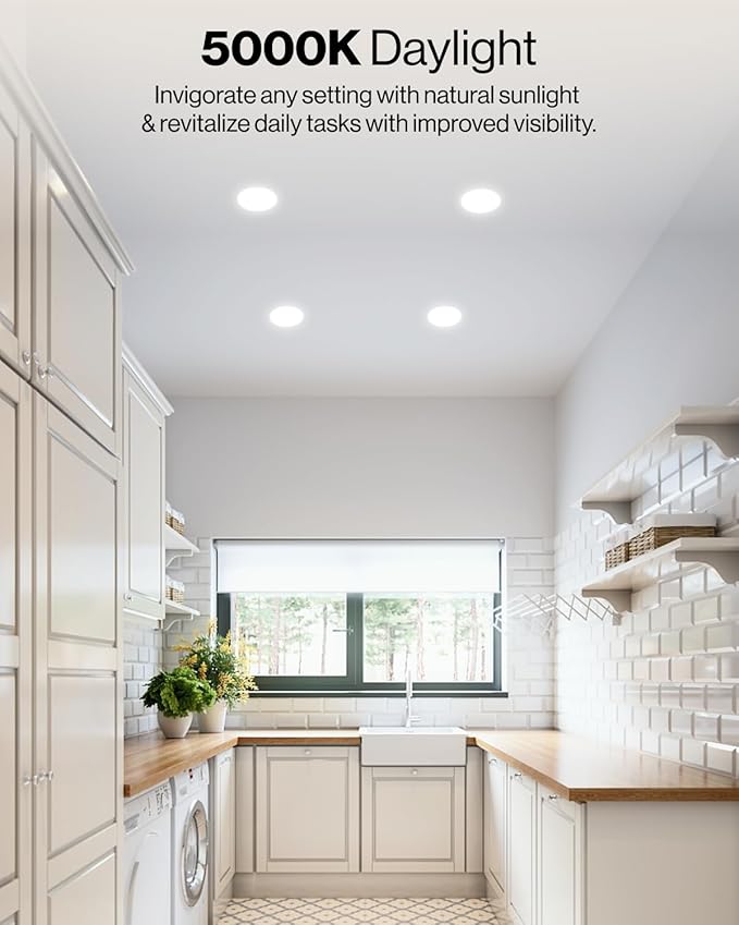 Sunco 6 Inch LED Recessed Light, Retrofit Downlight Can Lights for Ceiling, Baffle Trim, 1050 LM, 13W (75W Equivalent), 5000K Daylight, Dimmable, Damp Rated UL 4 Pack