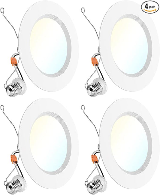 Sunco 6 Inch LED Recessed Light Retrofit, Can Lights for Ceiling, 1700 LM High Brightness, Selectable CCT 2700K/3000K/4000K/5000K/6000K, 17W=120W, Dimmable, Baffle Trim, Damp Rated UL 4 Pack.