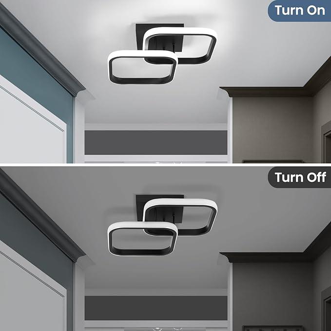 ADISUN LED Modern Ceiling Light, Flush Mount Ceiling Lamp, 22W, 6000K Cool White Light, Close to Ceiling Light Fixtures for Bedroom Kitchen Loft Aisle Hallway Balcony Stair Entryway(Black)