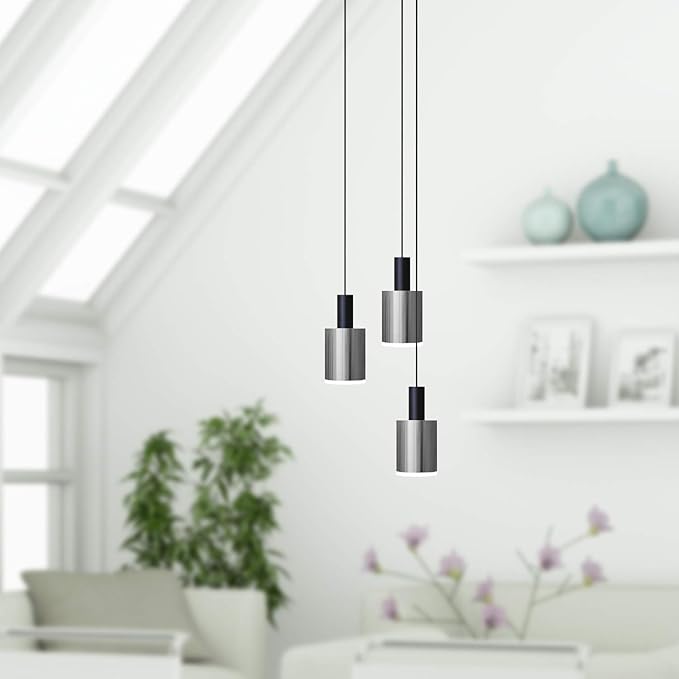 Virgo 3 Mini Pendant Lighting Black-Nickel - LED Hanging Light Fixture for Kitchen Island, Bar, Foyer - Cluster Pendants - Dimmable, Adjustable Wire, Lamp Bulb Included