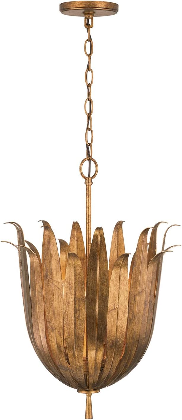Capital Lighting 349542AG Eden Traditional Bohemian Botanically Inspired Pendant Ceiling Light Fixture, 4-Light 240 Total Watts, 22"H x 16"W, Antique Gold