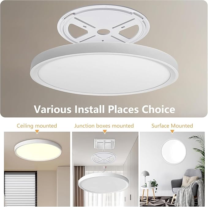 4PK Dimmable 15.8 Inch Led Ceiling Light Flush Mount, 34W, 3060LM, 3000K/3500K/4000K/5000K/6500K CCT, 0.98" Super Slim Close to Ceiling Round Flat Panel Light for Hallway,Kitchen ect, White