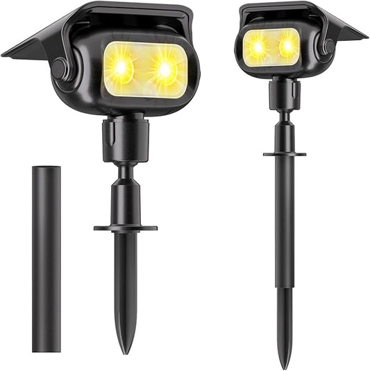 Nreonrick Solar Spot Lights 360° Adjustable Solar Lights Outdoor IP65 Waterproof with 2-in-1 Solar Powered Spotlights for Landscape Lighting for Garden, Yard, Pathway (Warm White, 2 Pack)