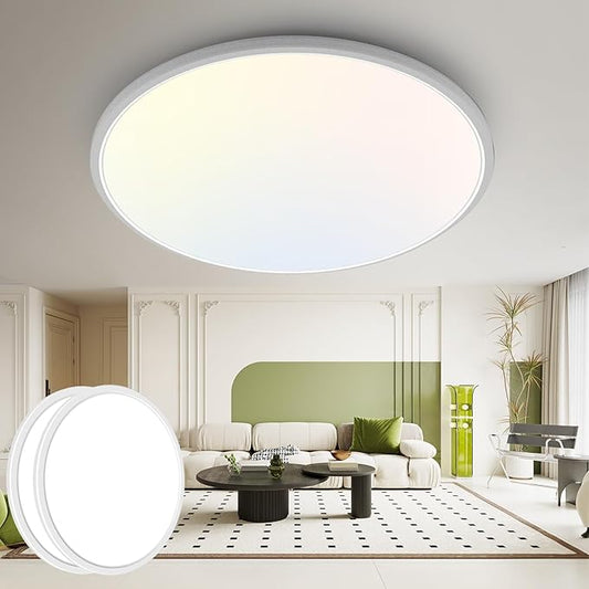 hepside 15.8INCH 2Pack Big Dimmable Flush Mount Ceiling Light Fixture White, 3CCT 3000/4500/6000K Ceiling Lamp, 36W 4200LM Super Bright Low Profile Light for Bedroom, Kitchen, Bathroom, Hallway