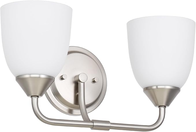 2-Light Traditional Bathroom Vanity Light Fixtures Over Mirror, Modern Vanity Lights for Living Room, Standard E26 Base, Brushed Nickel