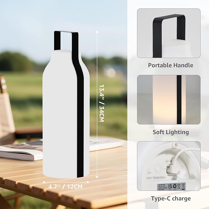 Outdoor Lanterns, GGII Rechargeable Camping Lantern with IP44 Waterproof, Battery Operated Outdoor Portable Cordless Table Lamp with RGB Lights for Patio Balcony Garden