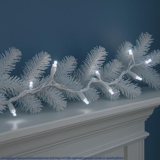 Novelty Lights 35 Light LED Christmas Mini Light Set, Outdoor Curtain Wreath Craft Bottle String Lights, Pure White, Non-Connectable, White Wire, 13.5 Feet…