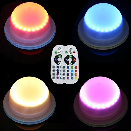 4 Pack LED Under Table Lights for Parties - RGB Event Lighting for Weddings Floor, Remote Control Uplighting for Cocktail Table, Coffee Table, Reception, Furniture