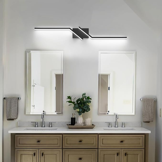 ZUZITO 40 inch Black Bathroom Vanity Light Modern Vanity Lighting Dimmable LED Lights for Bathroom 6000K Cool White