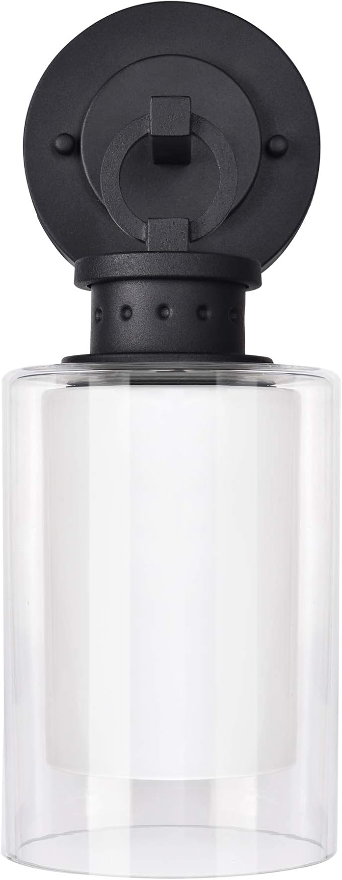Design House 589010-BLK Hansen Modern Contemporary 1-Light Indoor/Outdoor Dimmable Wall Light with Open Bottom Frosted Inner, Matte Black