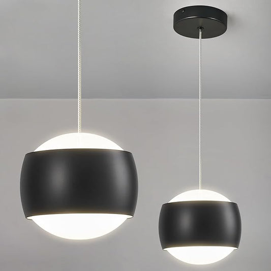 Modern Black LED Dimmable Pendant Light fixtures,6″ Island Pendant Lighting for Kitchen Island Dinning Room,Bedroom,Bar, Kitchen Island Ceiling Hanging Light Fixtures(black-1-Pack)