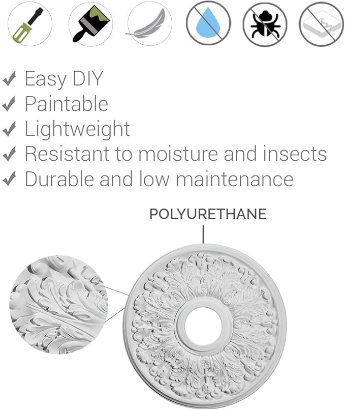 Ekena Millwork CM17PEPLSDecorative Ceiling Medallions Modeled After Original Historical Patterns & Designs, Platinum