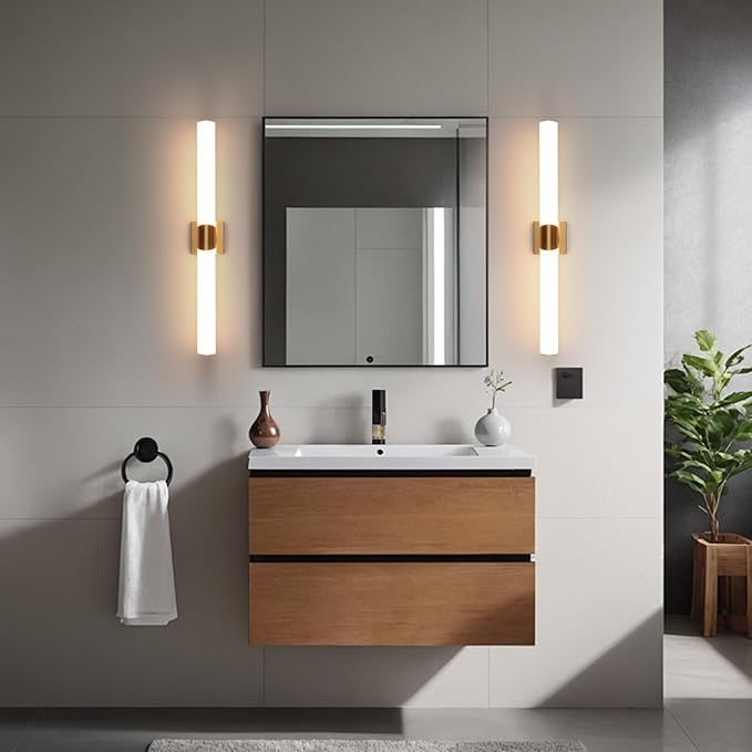 Modern Wall Sconce 30 Ihch Gold Bathroom Sconces LED Wall Lighting Fixtures with Acrylic Shade Hardwired Long Vanity Lights Over Mirror for Bedroom Living Room Hallway