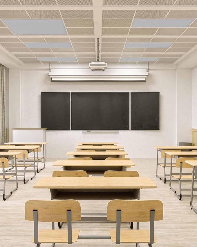 Magnetic Light Cover for Classroom Drop Ceiling,1 Pack 4x2 Ft Fluorescent Light Covers for Office Home Ceiling Light Grey Solid Color Lampshade