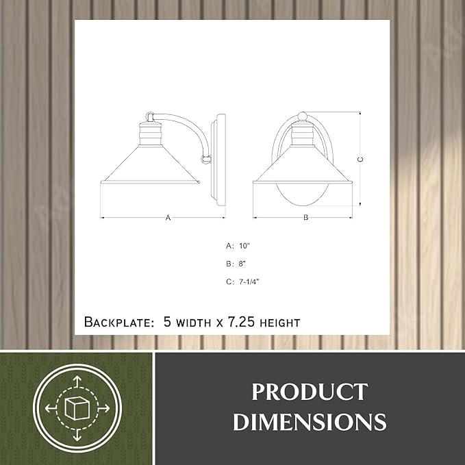 VAXCEL Akron 1-Light 8 inch Wide Oil Rubbed Bronze and Matte White Farmhouse Bathroom Vanity Lighting Fixture, Metal Shade, Dimmable, LED Compatible, Wall Mounted Steel Sconce