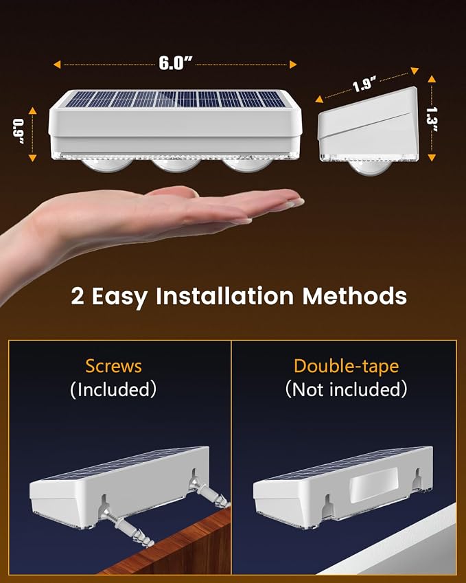 JOFIOS Solar Fence Lights Outdoor Waterproof Led, 1300mAh,16pack,6 inch Solar Lights for Fence with Warm White & RGB 8 Colors,Outdoor Solar Lights for Patio, Backyard, Deck, Railing (White)