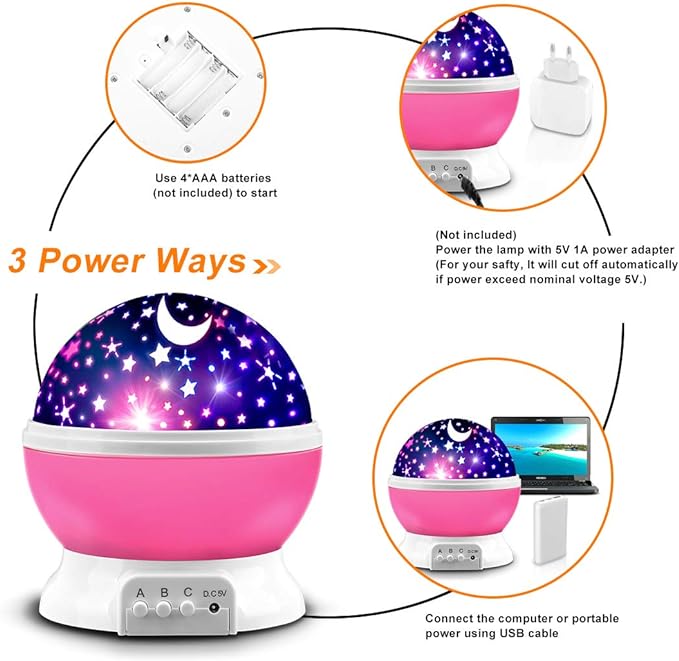 MOKOQI Star Projector Night Lights for Kids - Fun Gifts for 1-4-6-14 Year Old Girls Night Light Projector Rotating Star Sky Moon Light Projector for Kids Bedroom Decor -Pink