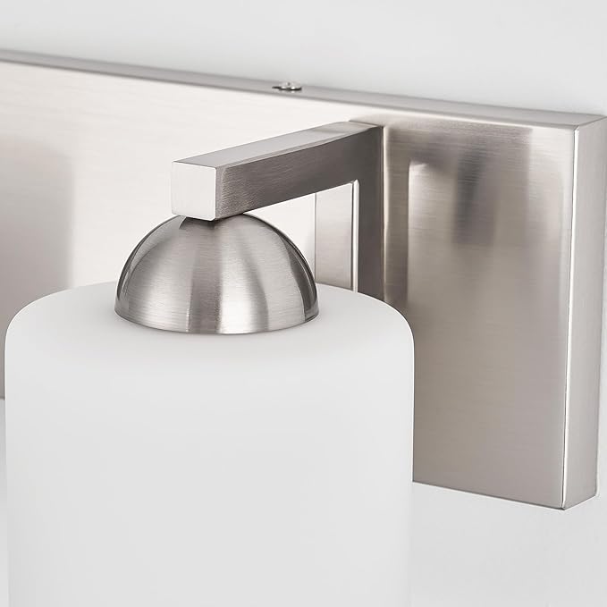 mirrea 38-Inch 5-Light Brushed Nickel Vanity Lights for Bathroom, Vanity Lighting Fixtures with Etched White Glass Shades