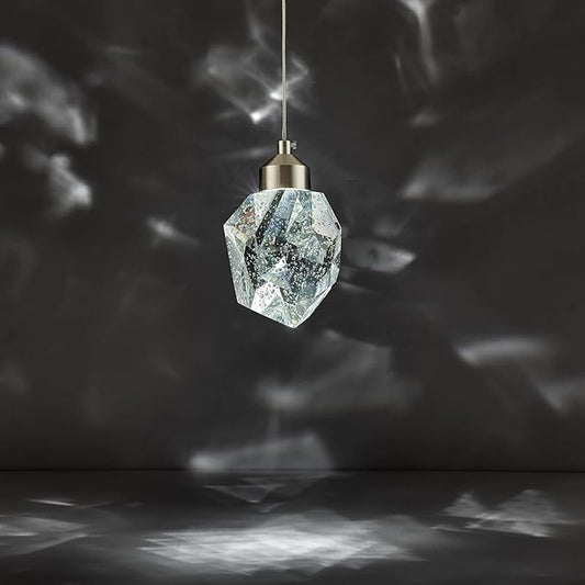 Modern Nickel Crystal Pendant Light, Dimmable LED Pendant Light Fixture for Kitchen Island Dining Room Bedroom Bathroom 5W Cool White 6000k