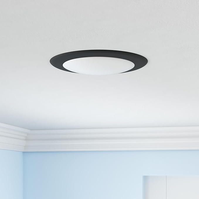 ECOELER 6In LED Low Profile Surface Mount Disk Light, 16.5W 1000Lm, 5000K Daylight, Dimmable LED Disc Ceiling Light for Home Improved, Black, ETL-Listed, 4 Pack