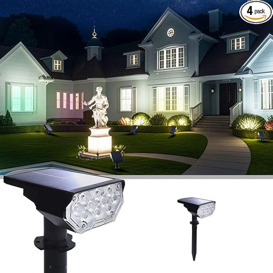 2 Pack Solar Spot Lights Outdoor Waterproof, 20 LEDs Bright Landscape Spotlights Dusk to Dawn, Cool White Adjustable Uplights for Yard Tree House Garden Wall Pathway, IP65