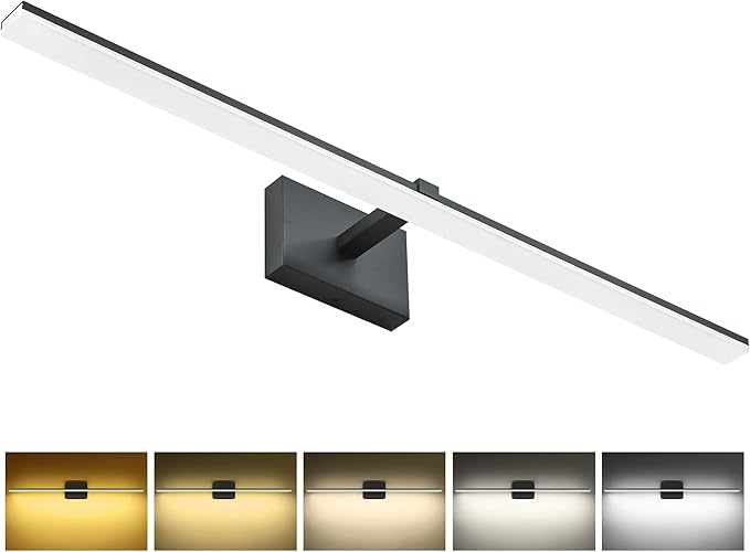 ZUZITO 40in Bathroom Light Fixtures Black Modern LED Vanity Lights Bar for Bathroom 5CCT Dimmable 28W Lighting Fixtures for Bath Wall