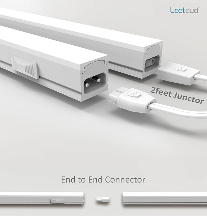 Leetdud Under Cabinet Lighting Plug in, 16 Inch 2 Pcs, Linkable AC120V 3CCT 3000K/4000K/5000K Ultra Slim, LED Under Cabinet Lights for Counter Light, Kitchen, Shelf, Sink, Workshop, Desk, White